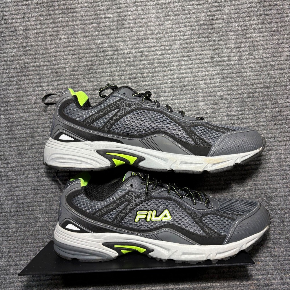 Fila Memory Workshift Men 11 4E Extra Wide Grey Lime Green Running Shoe 1HRW8055